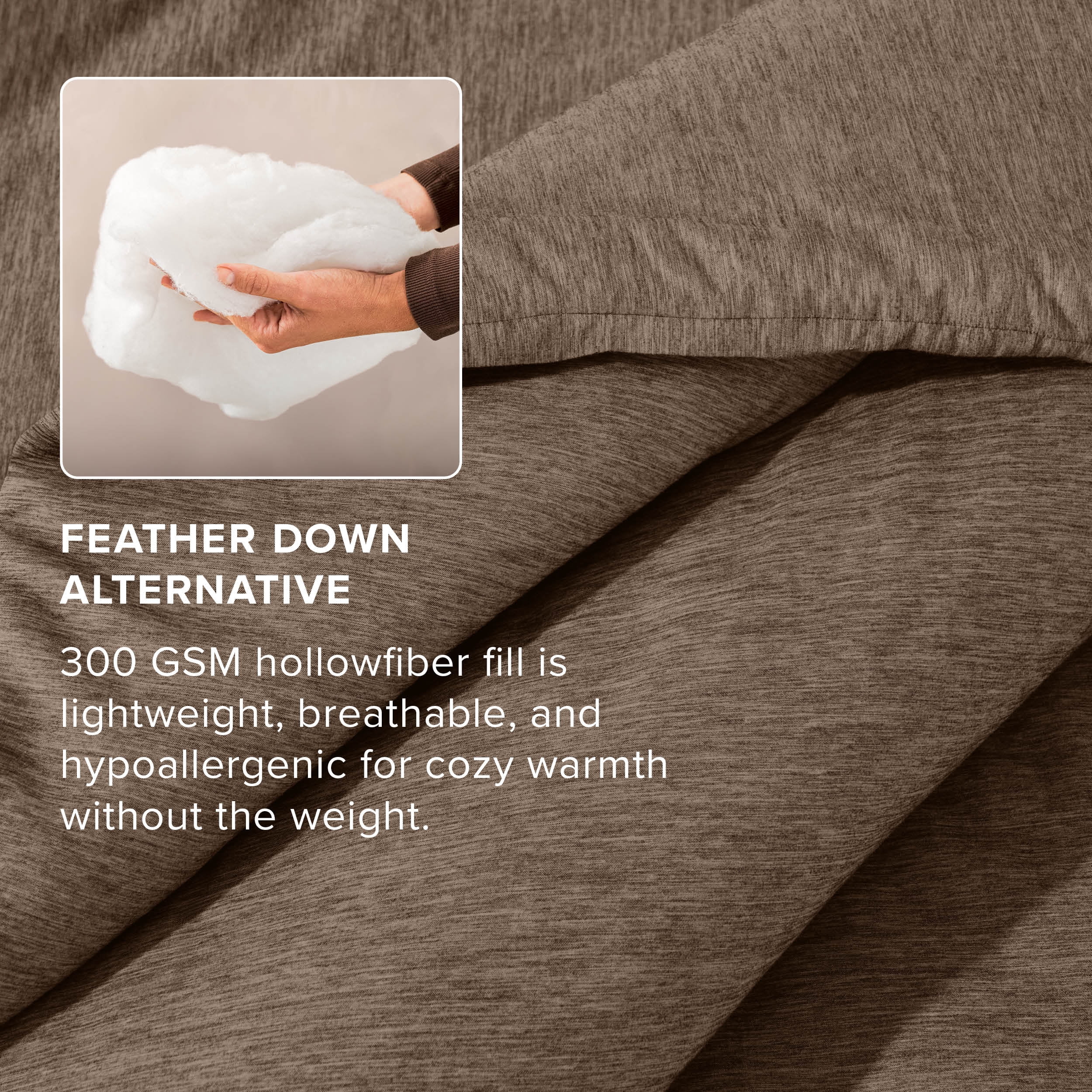 Bare Home Down Alternative Comforter Set - 3-Pieces - All Seasons - Queen, Heather Taupe
