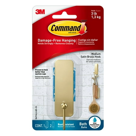 

Command Bath Medium Brass Finish Double Hook 2 Pack