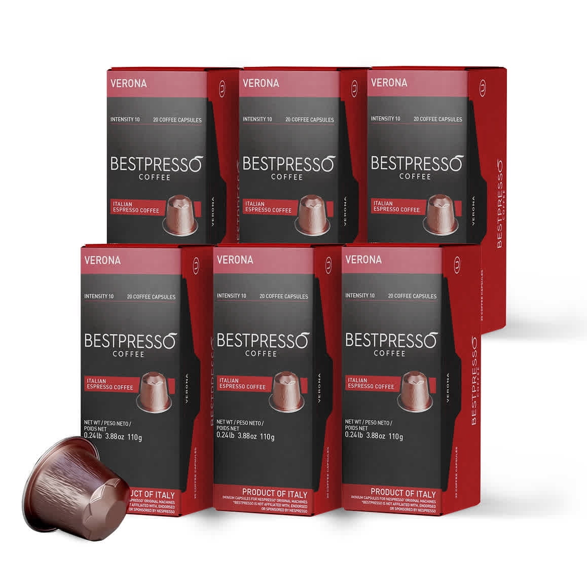 Bestpresso Espresso Coffee Capsules for Nespresso Machines, 120