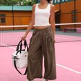 thumbnail image 4 of Olyvenn Fashion Women's Cargo Capris Pants Stretch Wide Leg Hiking Pant Lightweight Quick Dry Baggy Cargo Pants with Pockets Coffee XL, 4 of 9