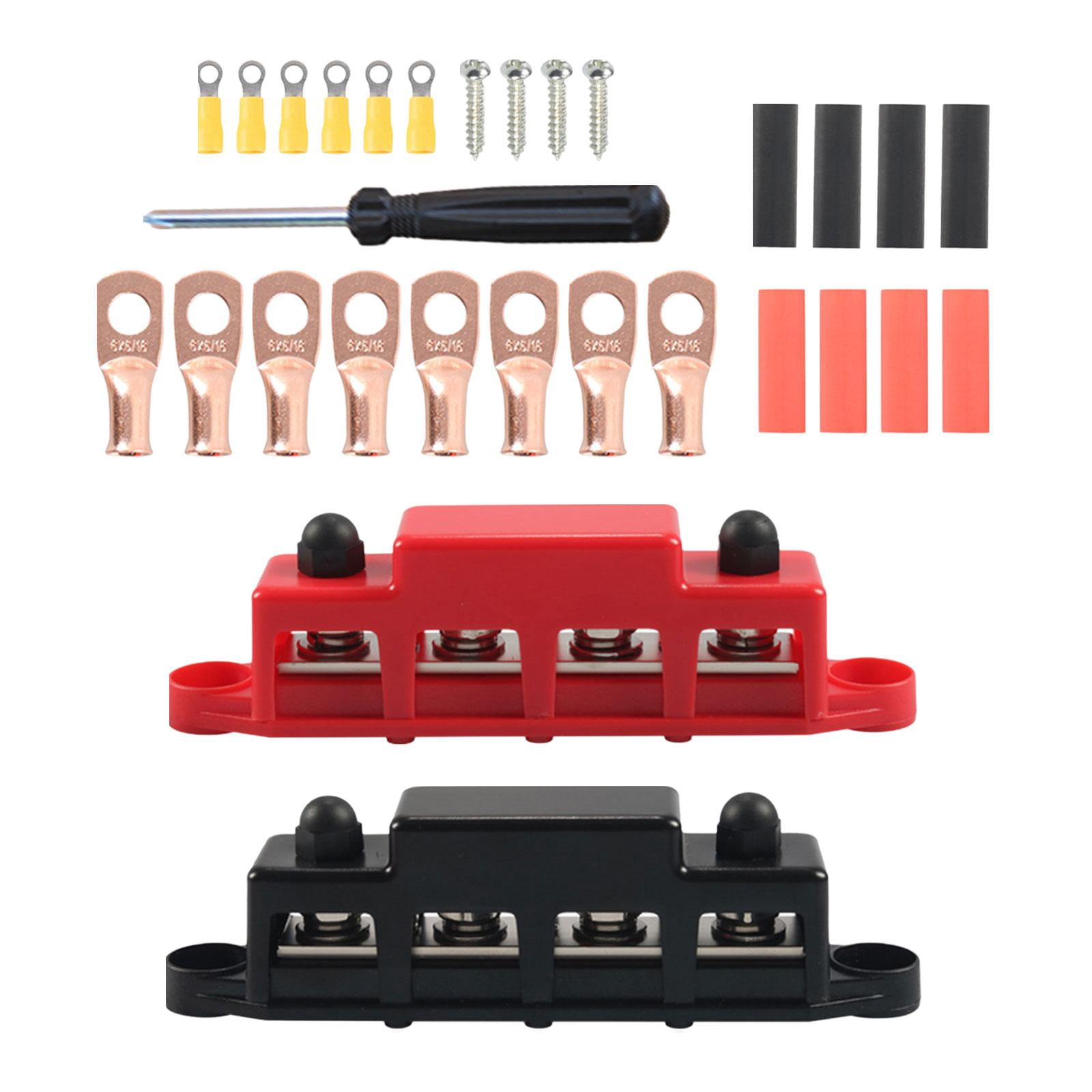 funtasica 2x Generic 4 Ways Wiring Row Busbar Terminal Block ,300A RV ,Modification ,Accessories ,Junction Block for Solar Wiring ,Car