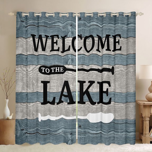 jejeloiu Lake House Curtains Pack of 2 (42x84 Each),Retro Paddle Pattern Curtains Blackout For Boys Teens