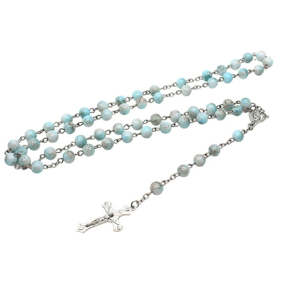 YIEMEEN Catholic Markings Beads Rosary Necklace Crosses Religious Chain Church Prayer Pendants Jewelry for Womens Baptisms Gift