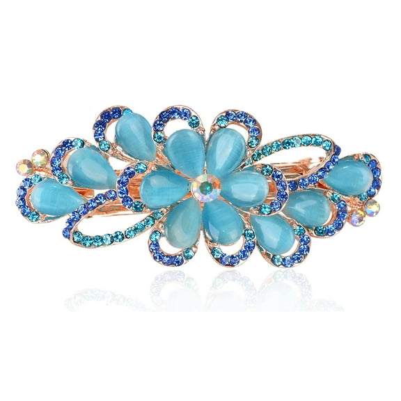Hair Barrette Luxury Rhinestone Hair Clips Hair Jewelry for Women Girls (Blue 2)