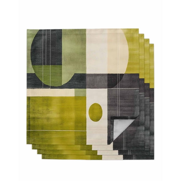 Hokiten Kitchen Dinner Napkins Set of 4 Geometric Green Cloth Napkins Reusable Washable Table Napkins for Weddings Cocktail Parties Holiday Table Decor 20x20 Inch