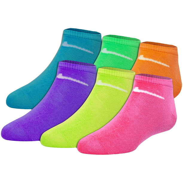 Nike - Nike Girls' Color Low Cut Socks 6 Pack - Pk/Pur/Yel/Org/Grn/Blu ...