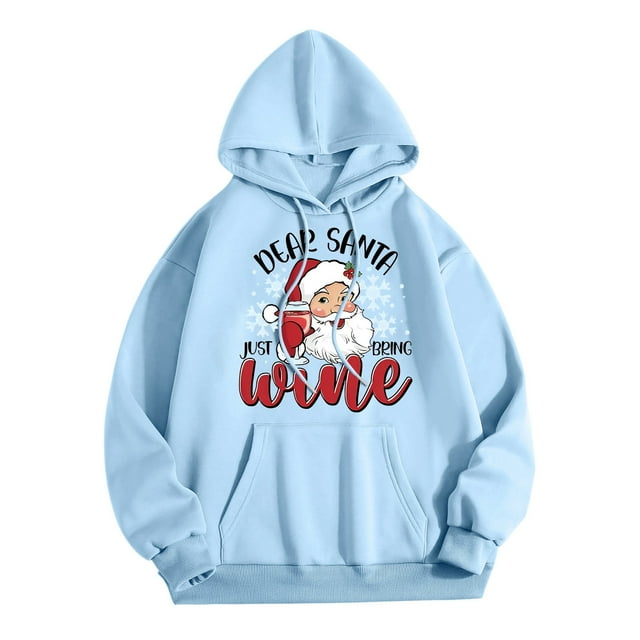 WEAIXIMIUNG Chandails Molletonnés Grande Taille pour Femmes 3X Chandail à Capuchon Surdimensionné Décontracté pour Femmes à Col Rond avec Poche, Imprimé de Noël Verre Père Noël