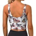 thumbnail image 3 of Haiem Vintage Butterflies Pattern Womens Sports Bra - U Neck Padded Low Impact Yoga Bra Workout Crop Top Gym Moisture-Wicking Workout Vest -Medium, 3 of 9