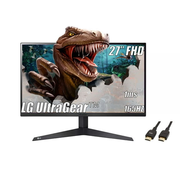 LG 27” UltraGear Gaming Monitor, FHD (1920 x 1080) , 165Hz, 1ms, AMD FreeSync Premium & Black Stabilizer, 3-Side Virtually Borderless Screen, Black, with 5AVE HDMI Cable