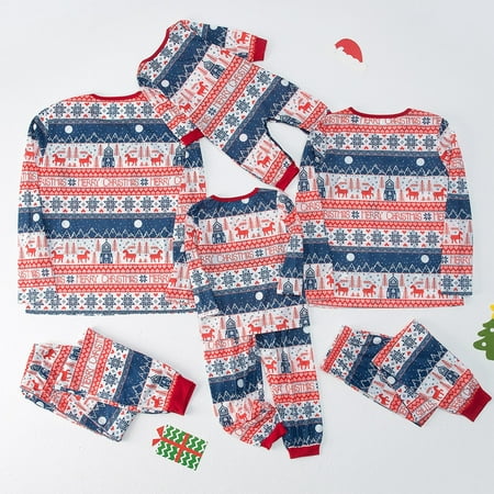 

jsaierl Christmas Family Matching Pajamas Women Men Clothes Striped Tees Bottom Sleepwear Long Sleeve Jammies Pjs