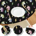 thumbnail image 4 of Black Cartoon Unicorn Lightning Pattern Round Fitted Tablecloth with Elastic Edge,Dining Table Cover Waterproof,Outdoor Round Tablecloth for Camping,Dining,Indoor and Outdoor, 4 of 7