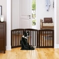 thumbnail image 4 of Wooden Freestanding Foldable Pet Gate for Dogs, 24 inch 3 Panels Step Over Fence, Dog Gate for The House, Doorway, Stairs, Extra Wide (Espresso, 24" Height-3 Panels), 4 of 16