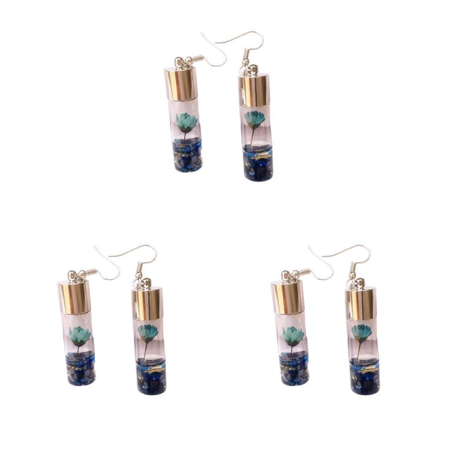 Pendientes de gota Sonducket 1 par colgante de botellas de cristal con flores