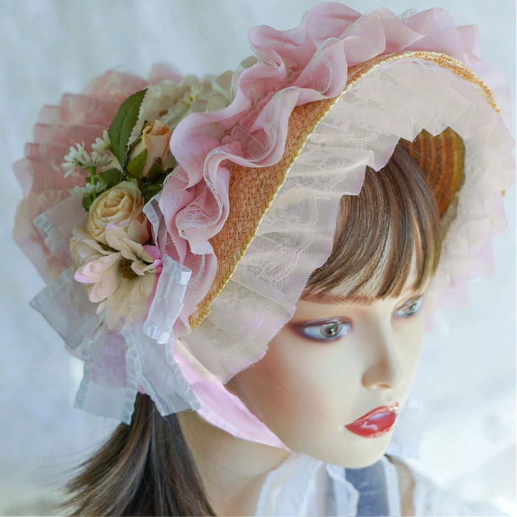 ROZYARD Teas Party Sun Hat Victorian Bonnet Lace Fascinators For Women Victorian Headdres