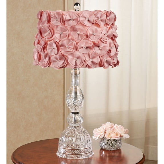 Handcrafted Lydia Glass Table Lamp with Blush Flower Petal Shade