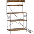 thumbnail image 1 of Rustic Brown Kitchen Baker's Rack with Power Outlet & Adjustable Shelves - Coffee Bar Station for Living Room, Dining & Entryway Storage (53.9" H), 1 of 7