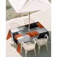 thumbnail image 3 of 60x102 Inch Outdoor Tablecloth with Umbrella Hole Zipper Rectangle Orange Gray Black Rectangular Tablecloths Outside Waterproof Modern Abstract Geometric Plaid Patio Table Cover for Picnic Party, 3 of 8
