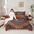 thumbnail image 4 of Manfei Bohemian Mandala Queen Comforter Set 3 Pieces for Girls Women, Hippie Floral Flower Bedding Sets, Orange Purple Bedding Comforter Set, Microfiber Bedroom Decor, 4 of 8