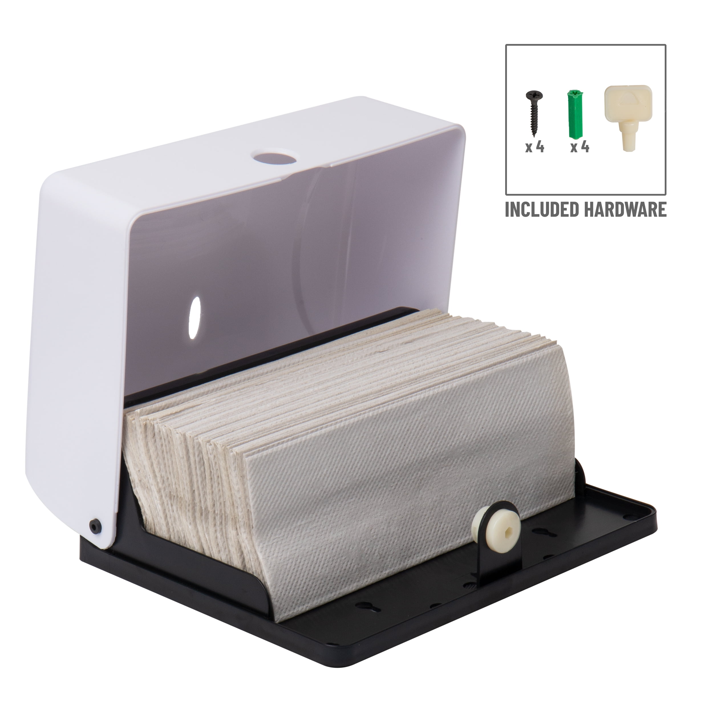 Mind Reader Paper Towel Dispenser, Tri-Fold Towel Holder, Restroom, Wall Mount, Bathroom, White