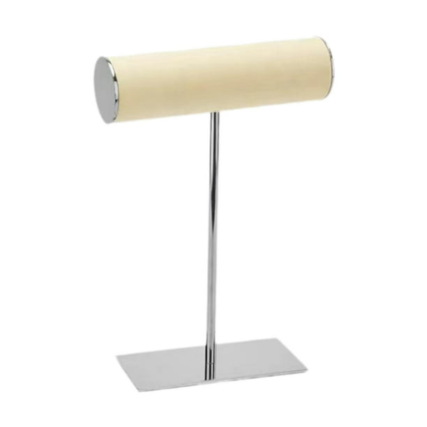 Organizador de joyas con barra en T para pulseras, elegante y creativo soporte para exhibir collares. Plata