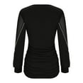 thumbnail image 5 of WREESH Womens Fashion Dressy Tops V-Neck Solid Color Business Casual Tops Winter Lace Splicing Long Sleeve Waisted Shirt Casual T-Shirt Tops Blouse Pullover Black, 5 of 6