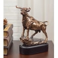 thumbnail image 1 of Statue en Résine Électroplaquée Taureau sur Rocher de Fierté avec Base, 1 of 6