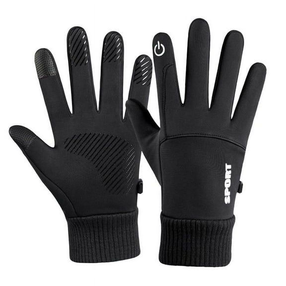Ruanlalo Unisex Gloves 1 Pair Non Slip Silicone Palm Fleece Lining Elastic Knitting Cuffs Unisex Gloves Waterproof Windproof Cycling Gloves Cycling Accessories