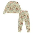 thumbnail image 5 of SCRAWLGOD Flower Womens Pajamas Long Sleeve Sleepwear Set of 2 Pjs Women Fall Clothing Size 2XL Crewneck Pajama with Pockets Elastic Women Lounge Set Soft, 5 of 7