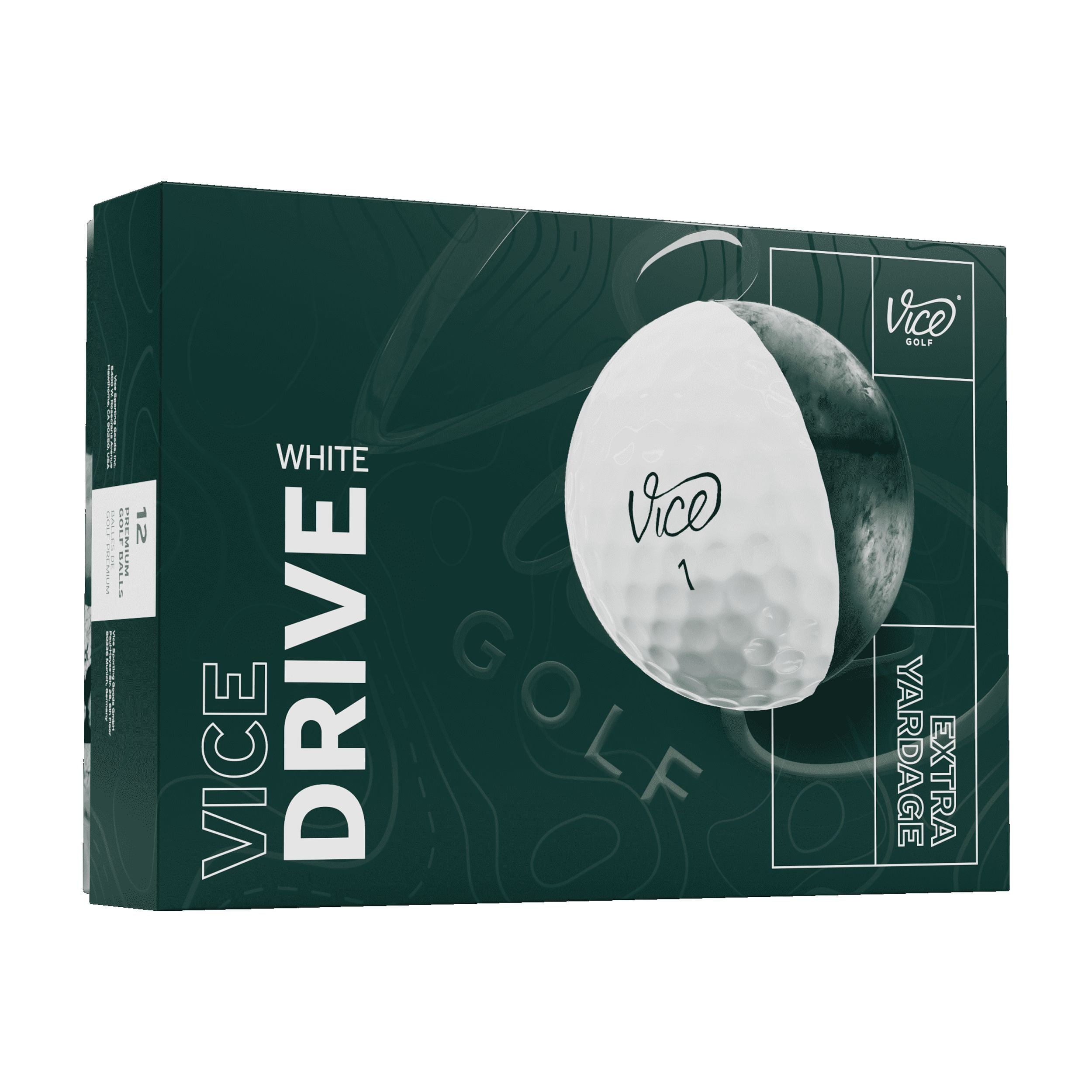 Free Shipping! Vice Golf Pro Zero White 12 Golf Balls with 344