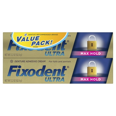 Fixodent Ultra Max Hold Dental Adhesive, 2.2 oz, (Pack of