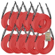10 PACK - 25FT Speaker Cables by Fat Toad Quarter Inch 12 AWG Gauge Wire for Amp, Music Studio Recording & Stage Gear 1/4" to 1/4 Male Jack Professional Pro Audio Red DJ Speakers PA Patch Cords
