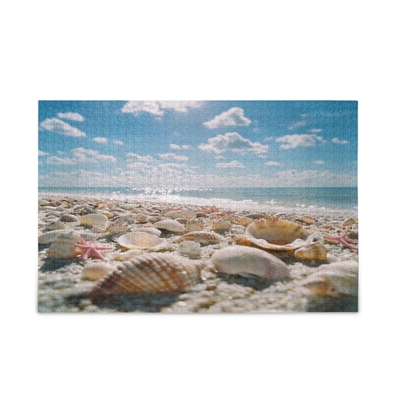 WOBOGO Shell Beach Puzzle Challenge 500 Piece Jigsaw Suitable for Game Night Finished Size 20.5 x 14.9in