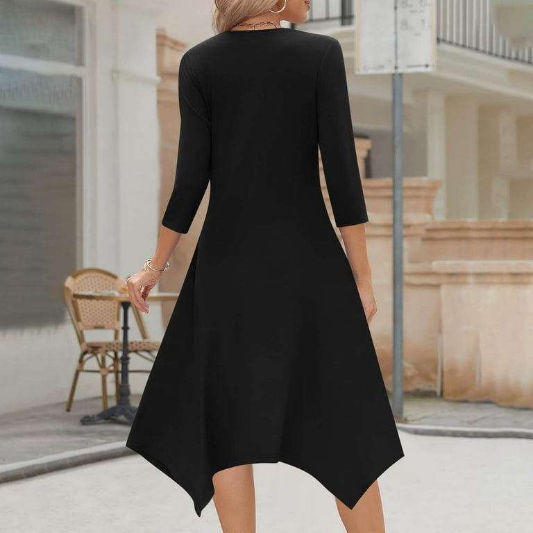 black 3/4 sleeve dresses Black Maxi Dress with 3/4 Sleeves | Black Long Dress main image 1