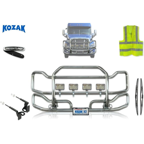 Kozak Front Grille Deer Moose Brush Bumper Guard Large Chrome for Freightliner Cascadia 2008-2017