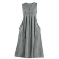 thumbnail image 4 of Summer Dresses for Women Sleeveless V Neck Loose Lightweight Travel Plain Long Maxi Casual Dress with Pcokets, 4 of 5