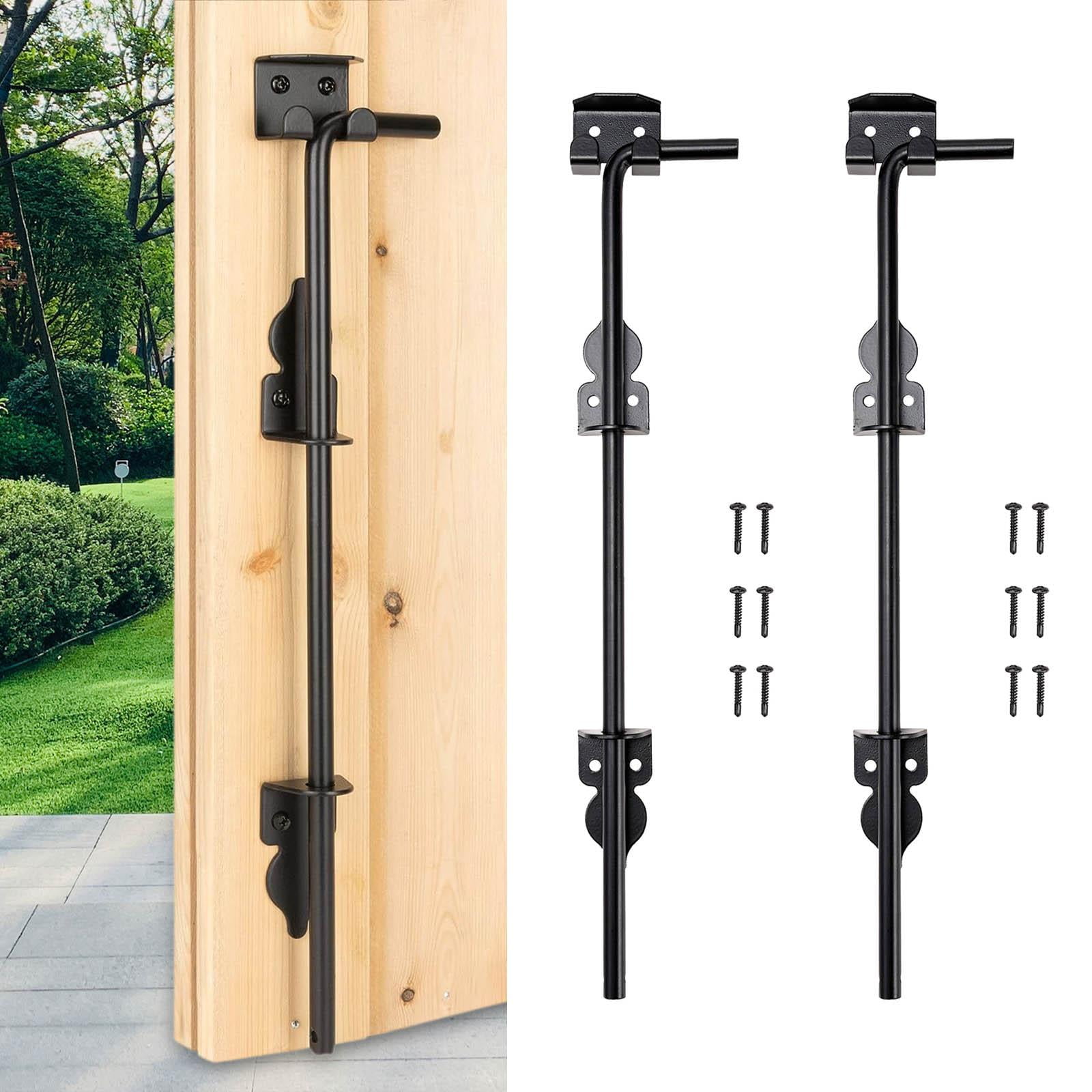 WLPZXP 2 Pieces Fence Gate Ground Latch Drop Rod Gate Stopper Metal Door Locks Hardware 30.5cmx8.1cm