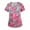 01# Pink, variant on Scrub Tops Women Short Sleeve Plus Size V-Neck Fun Printed Scrubs Top Medical Nursing Uniforms with Pockets Sky Blue S