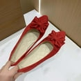 thumbnail image 2 of Miluxas Bowknot Ballet Flats Womens Pointy Toe Flat Shoes Suede Dress Shoes Wear to Work Slip On Moccasins Red 5.5(36), 2 of 3