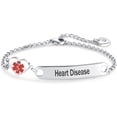 thumbnail image 1 of HSHDLDF Bracelet d'Alerte Médicale Cœur pour Femmes, Premiers Soins d'Urgence, Alerte Santé, Bracelet Gravé en Acier Inoxydable avec Chaîne Ajustable, 1 of 5
