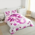 thumbnail image 4 of Manfei Girly Pink Axolotl Full Size Comforter Sets for Kids, Kawaii Butterfly Bedding Comforter Set, Romantic Rose Flower Reversible Bedding Sets, Microfiber Bedroom Decor, 3pcs, 4 of 9