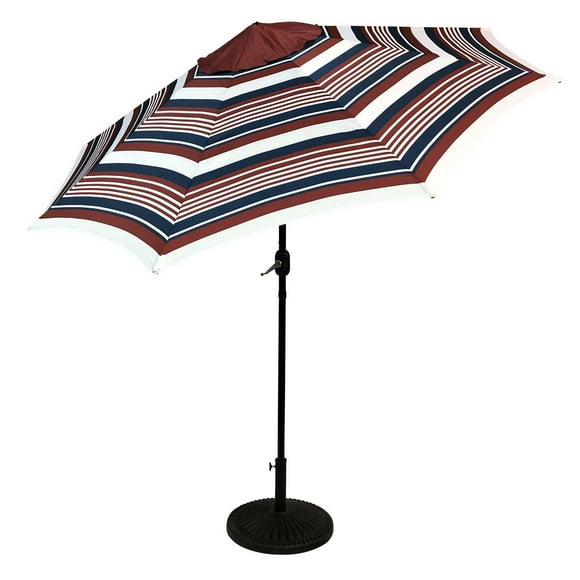 Parapluie solaire rond de 9 pi Sun-Ray - Rayé écarlate
