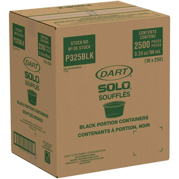 Dart P325BLK 3.25 oz. Polystyrene Portion Cups - Black (2500/Carton)