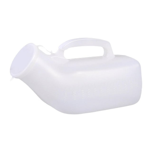Botella urinal de hombres, recipiente urinario portátil de 1200 ml de 1200 ml, botella de orina orinal masculina para al aire libre, acampar, Blanco