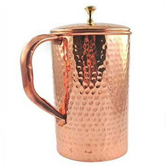 Pure Copper Hammerd Design Water Jug 1.5 Liters Indian Handmade