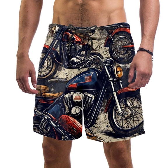 luoweisi Men's Beach Shorts Quick Dry Swim Trunks with Mesh Lining Motorcycle XL