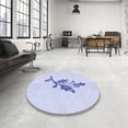 thumbnail image 4 of Ahgly Company Machine Washable Indoor Round Transitional Lavender Blue Area Rugs, 4' Round, 4 of 7