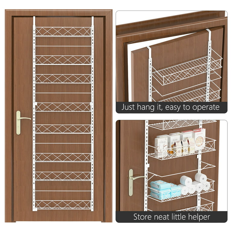 1Easylife Over the Door Organizer, 5-Tier Pantry Door Storage and  Organization with 5 Baskets, Heavy-Duty Metal Back of Door Spice Rack Door  Shelf