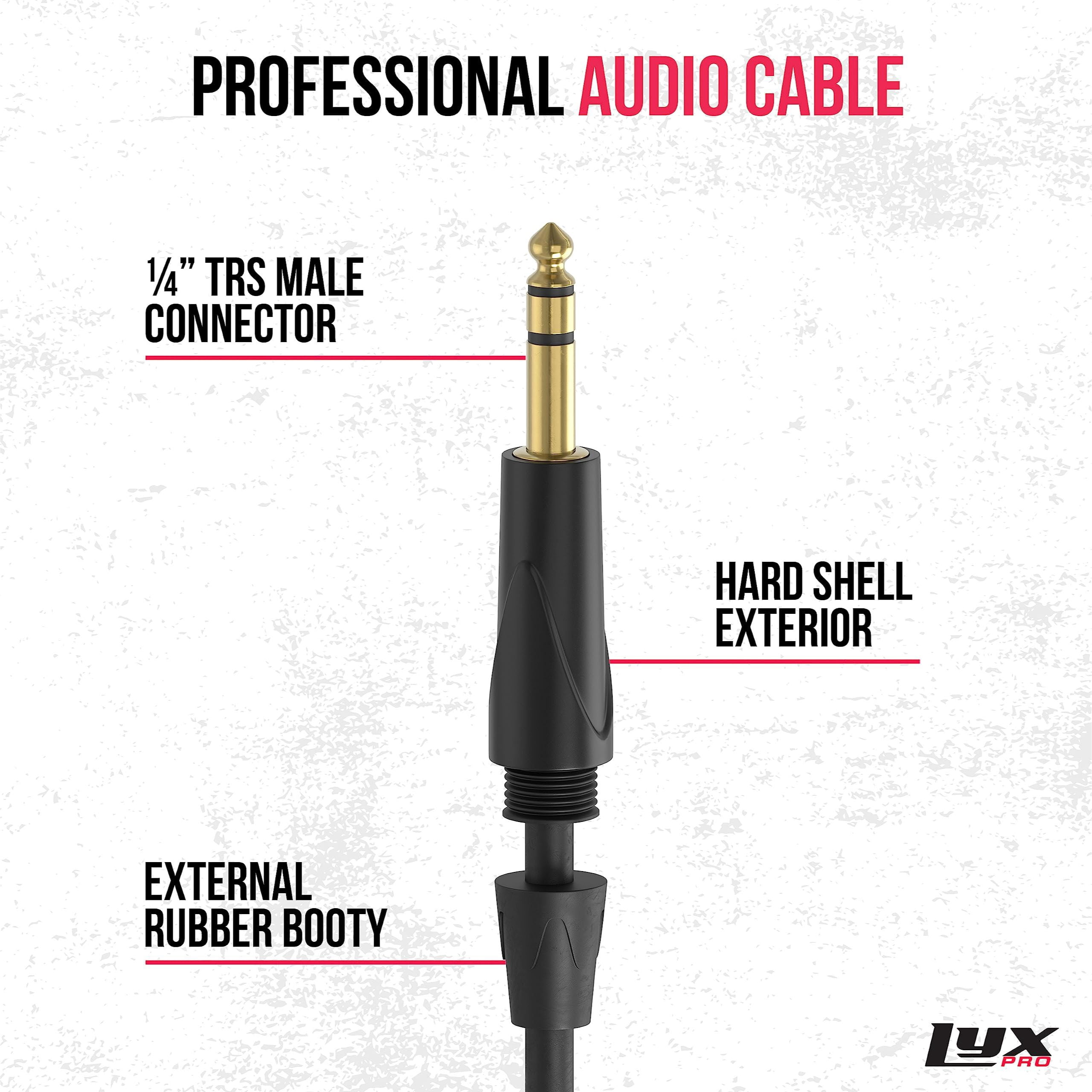 LyxPro 20ft 1/4'' TRS to TRS Male Audio Cable