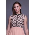 thumbnail image 5 of Bimba Light Pink Salmon Geometric Indian Long Kurti For Women Party Wear Printed Sleeveless Anarkali Kurti Dress Large, 5 of 6