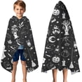 thumbnail image 3 of Vintage Halloween Elements Pattern Hooded Bath Towel，50"x30" for Ages 3 To 12 Kids, Quick Dry Lightweight Soft Microfiber Hood Beach Towel Cover Up for Kids, 3 of 7